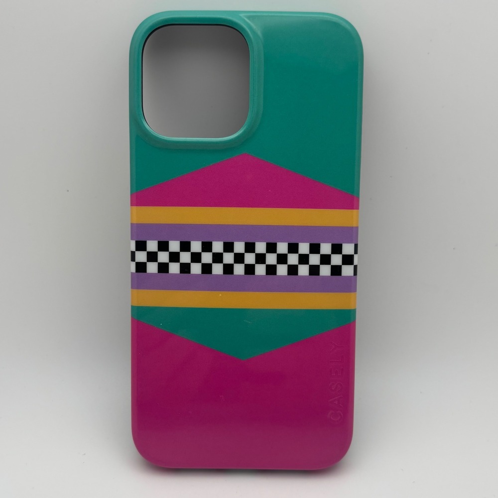 Casely iPhone 14 Pro Max Case MagSafe Retro Geometric Colorblock Checkerboard